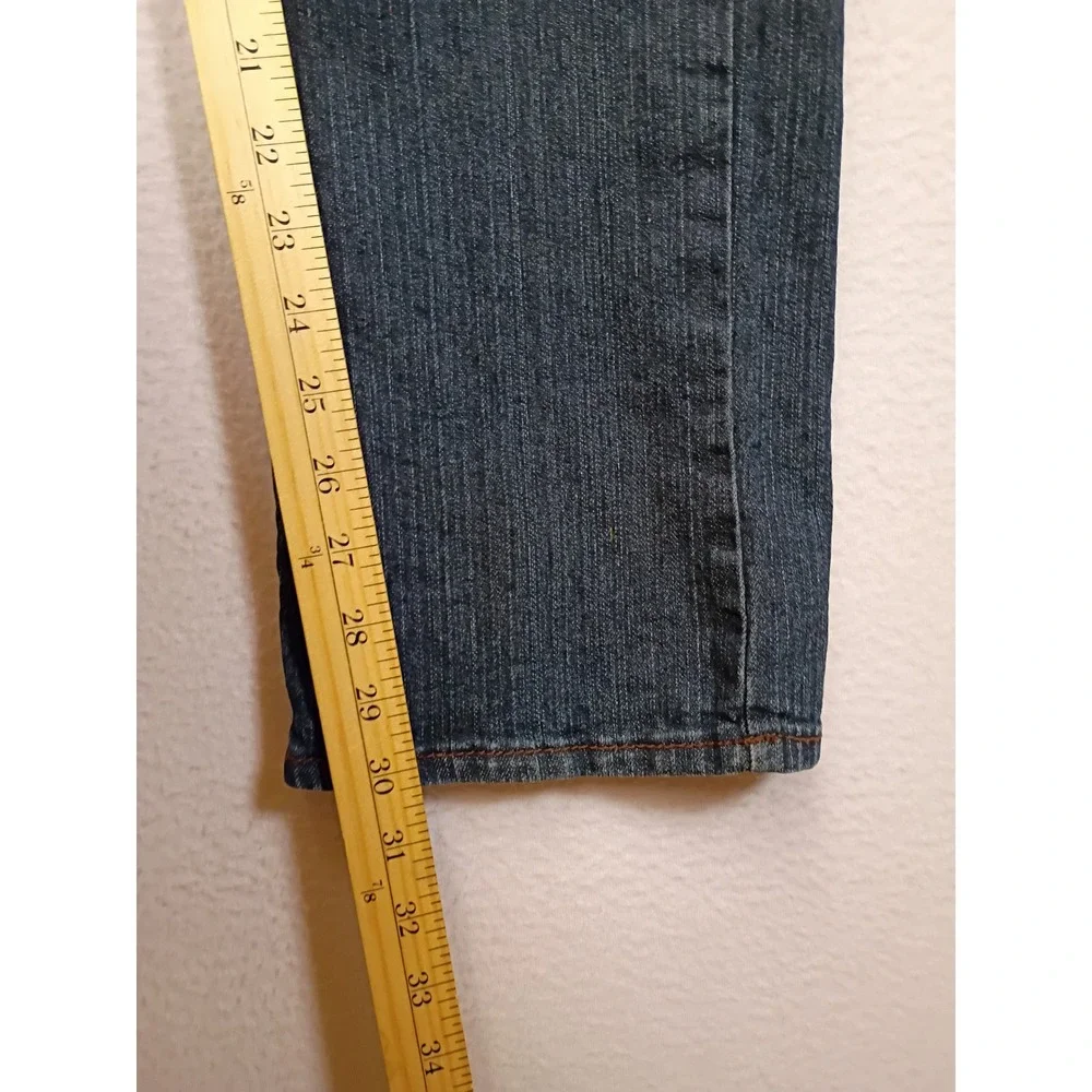 Y2K Bogari Women Size 4 Blue Dark Wash Whiskered Straight Leg Jeans